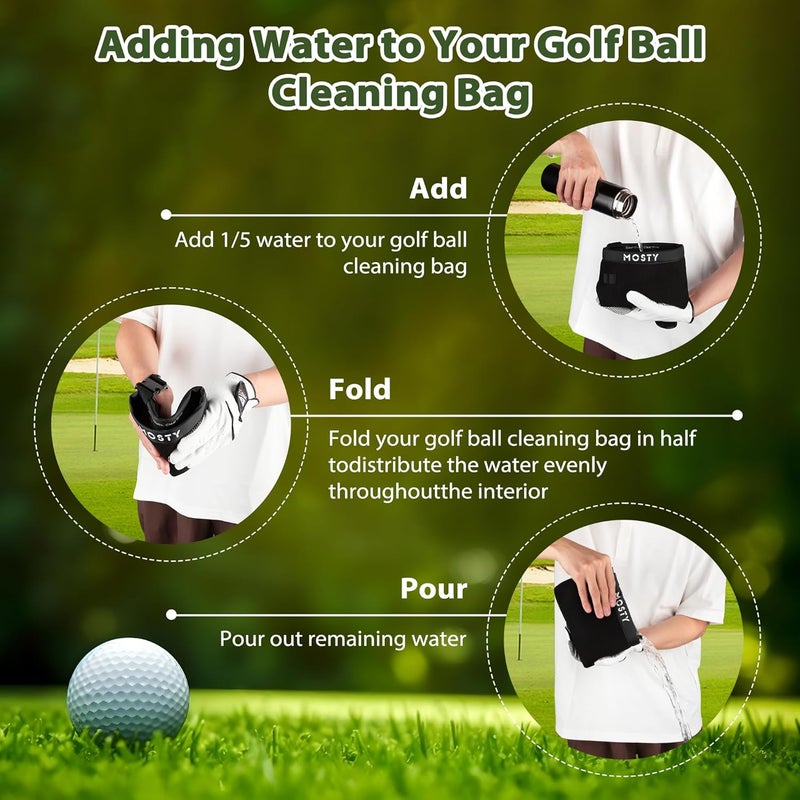 MOSTY Golf Club & Ball Cleaner Bag,Durable Golf Club Cleaning Kit and Ball Washer Pouch,Club Cleaner for Golf Bag, Golf Gifts for Men Women Golfers Him Unique, Essential Golf Accessories - Image 4
